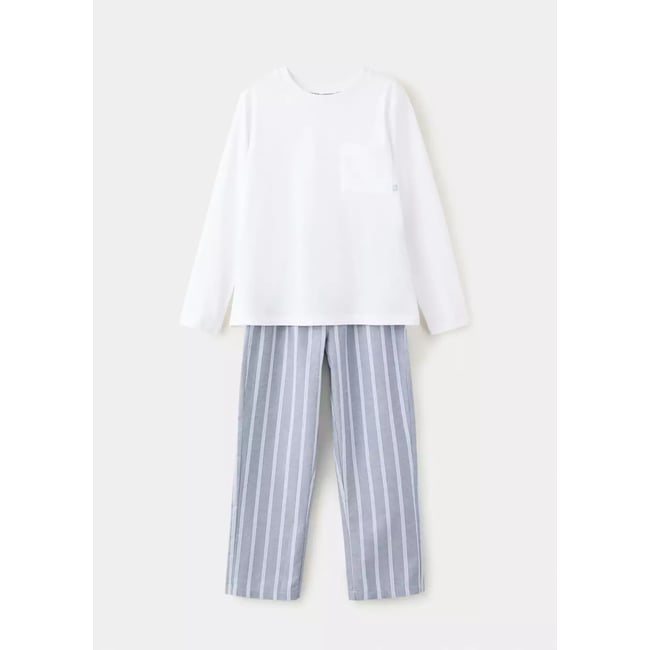 Pyjama complet à rayures blanc <span itemprop=