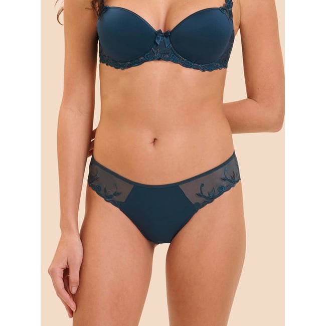 Slip coton - ANDORA bleu pétrole <span itemprop=