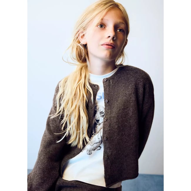Cardigan en maille à boutons marron <span itemprop=