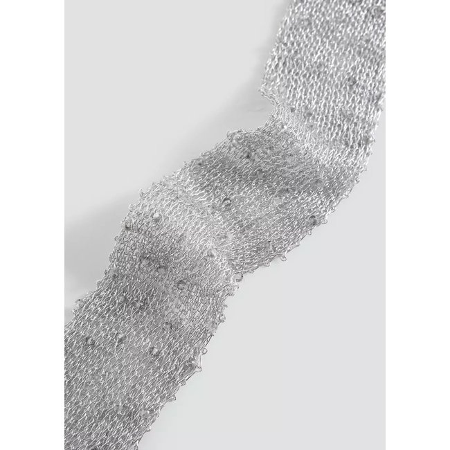 Collier choker métallisé argent <span itemprop=