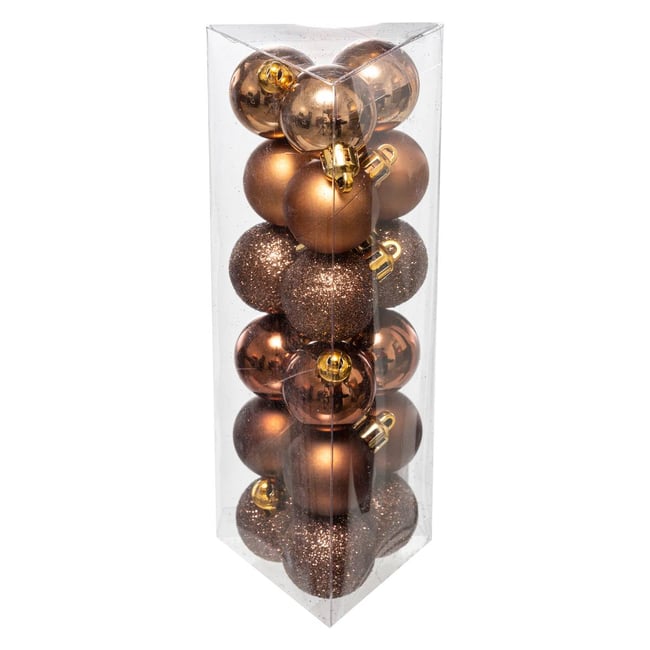 Lot de 18 boules de Noël D.3 cm Couleur marron <span itemprop=