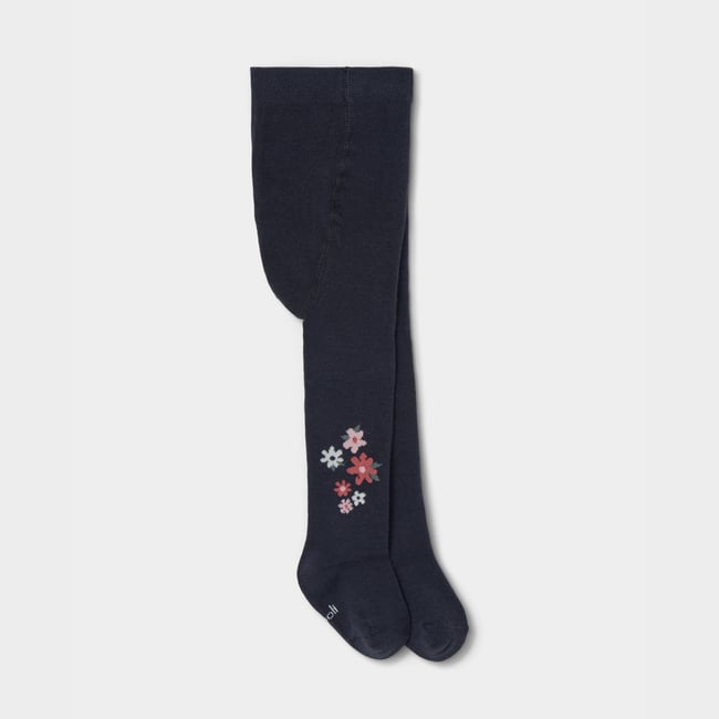 Collant imprimé de fleurs gris <span itemprop=