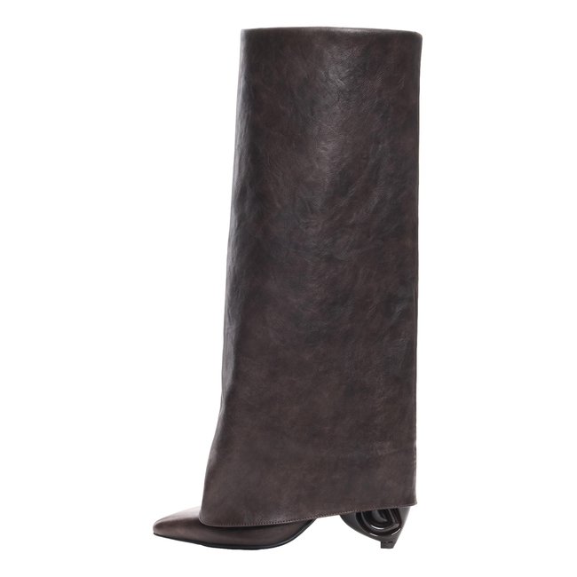 Bottes effet cuir marron <span itemprop=