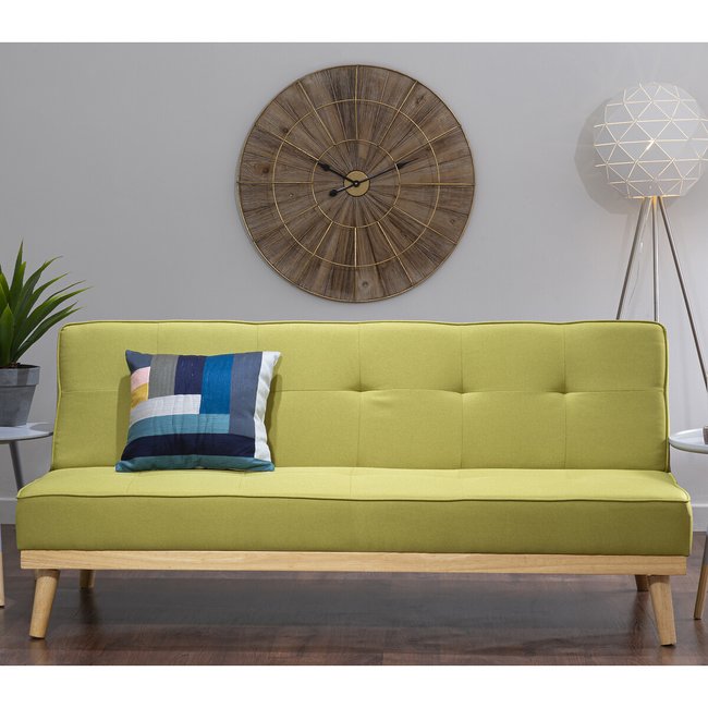 Linen 3 Seater Sofa Bed, green, SO'HOME