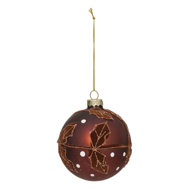 Boule verre feuilles D.8 cm Couleur bronze <span itemprop=