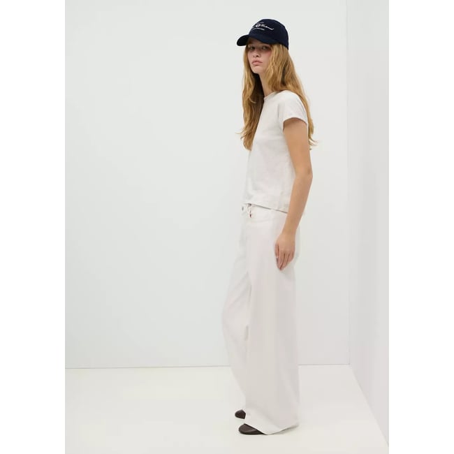 Jean wide leg détail passants blanc cassé <span itemprop=