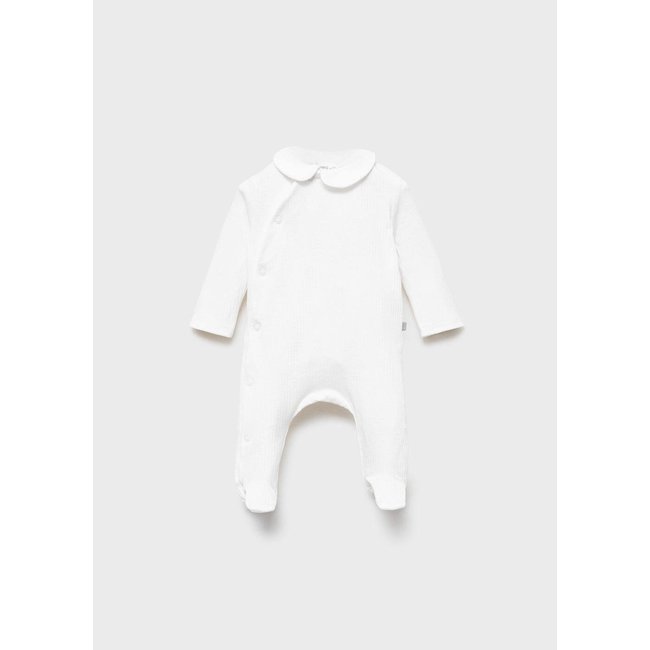 Body coton col Claudine blanc cassé <span itemprop=