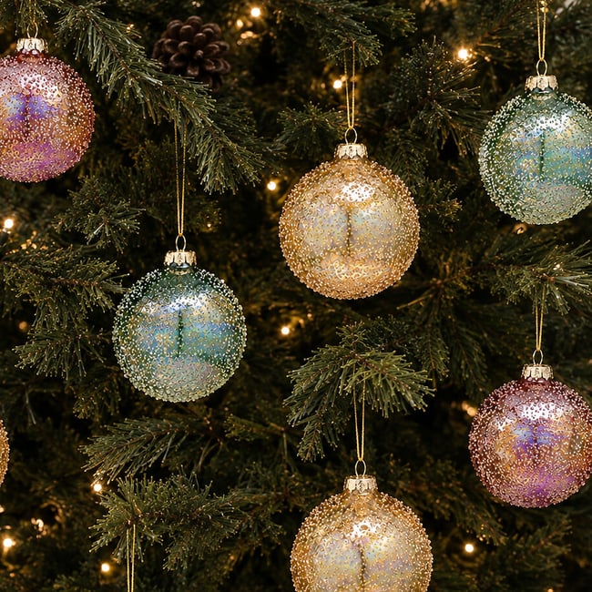 Set of 6 Multicolour Baubles, multi-coloured, SO'HOME