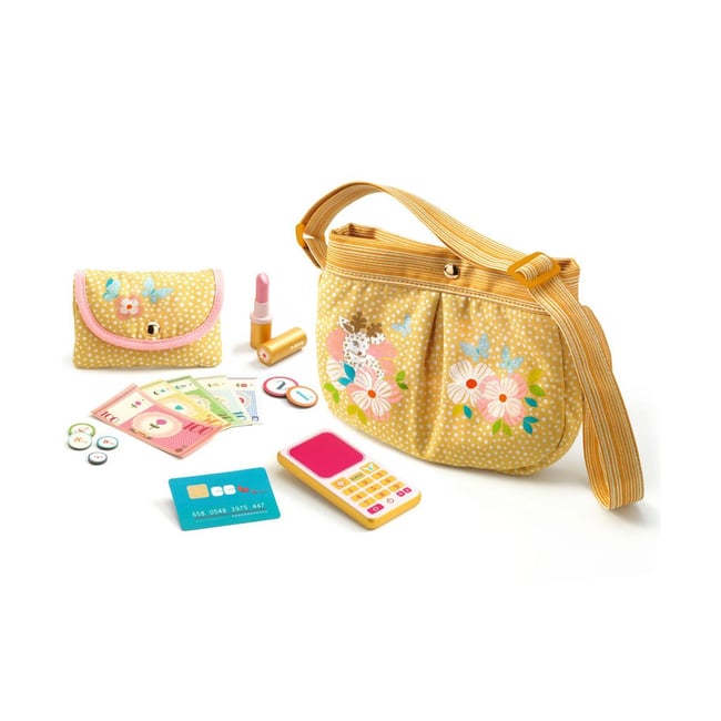 Sac bandoulière et accessoires jaune, rose, bleu <span itemprop=