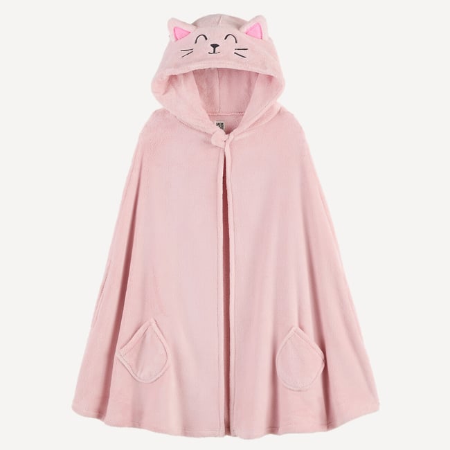 Cappotto da interno con cappuccio, in pile, motivo con gatto rosa pallido LA REDOUTE COLLECTIONS