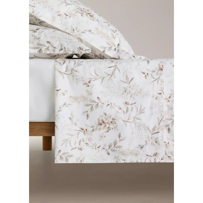 Drap plat imprimé fleurs de jardin Lit 90 cm pêche <span itemprop=