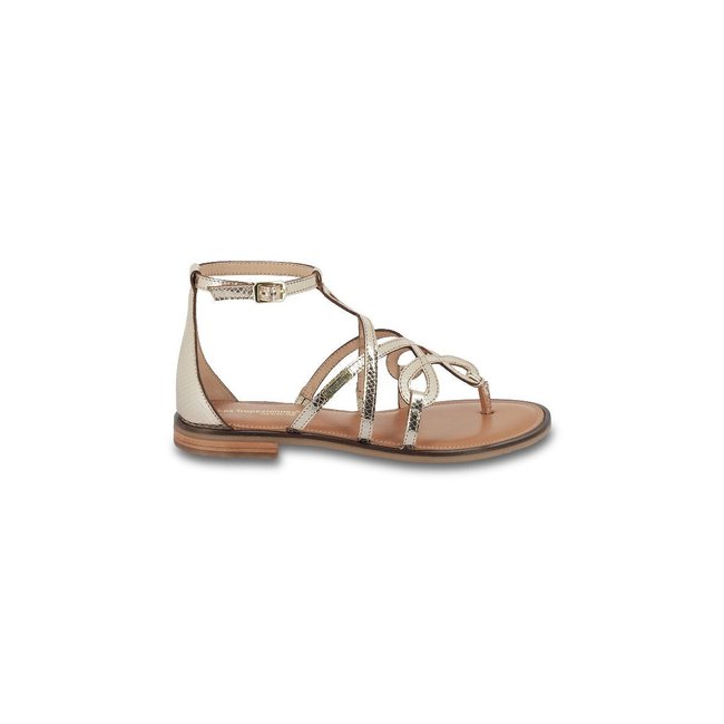 Sandali piatti infradito Harabesque, in pelle oro bianco LES TROPEZIENNES PAR M BELARBI