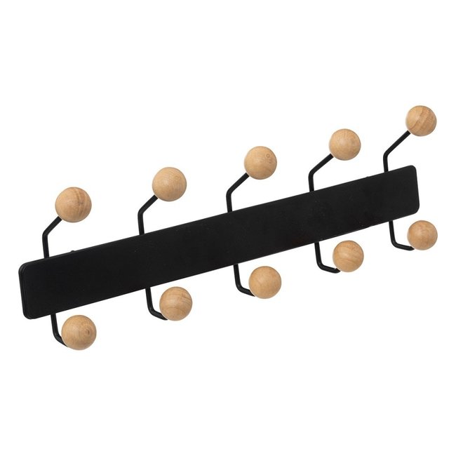 Patère boule bois 10 têtes mural Couleur noir <span itemprop=