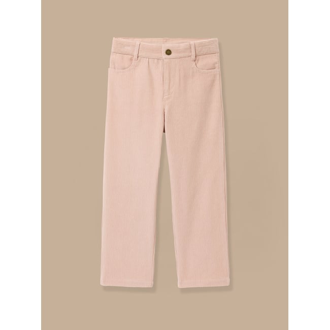 Pantalon droit en velours rose poudre <span itemprop=