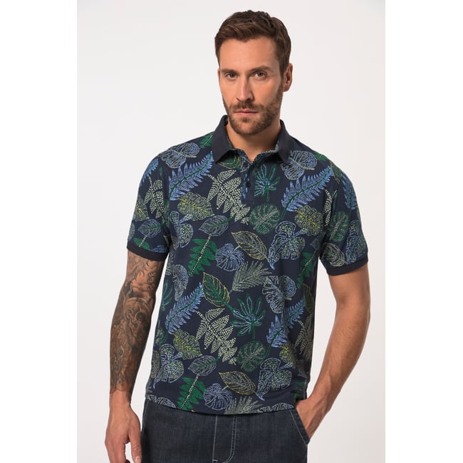 Polo dans un imprimé intégral. bleu marine <span itemprop=