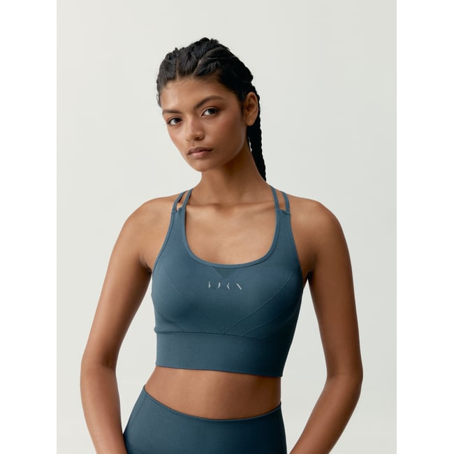 Brassière de sport femme Keren maintien élevé bretelles coussinets amovibles bleu gris tempête <span itemprop=