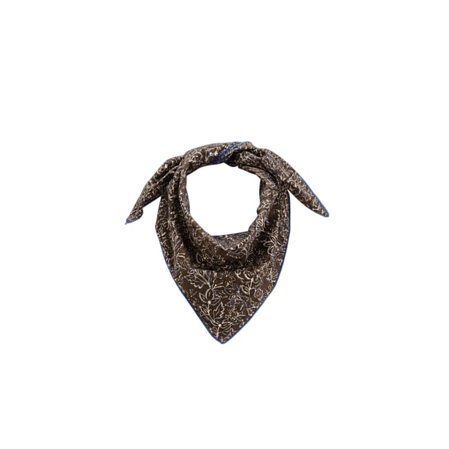 Petit foulard en voile de coton, RAYURES marron chantilly <span itemprop=
