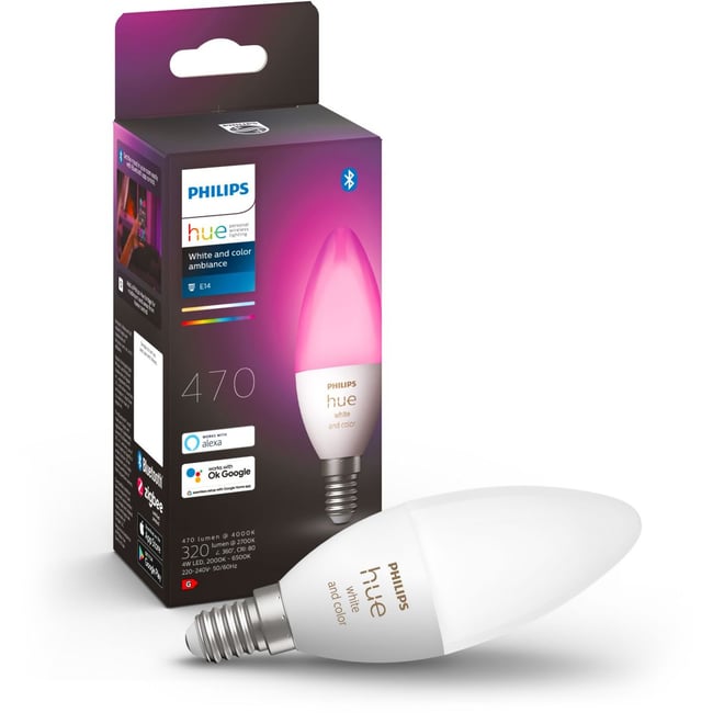 Ampoule LED connectée E14 White&Color Ambiance Flamme Couleur multicolore <span itemprop=