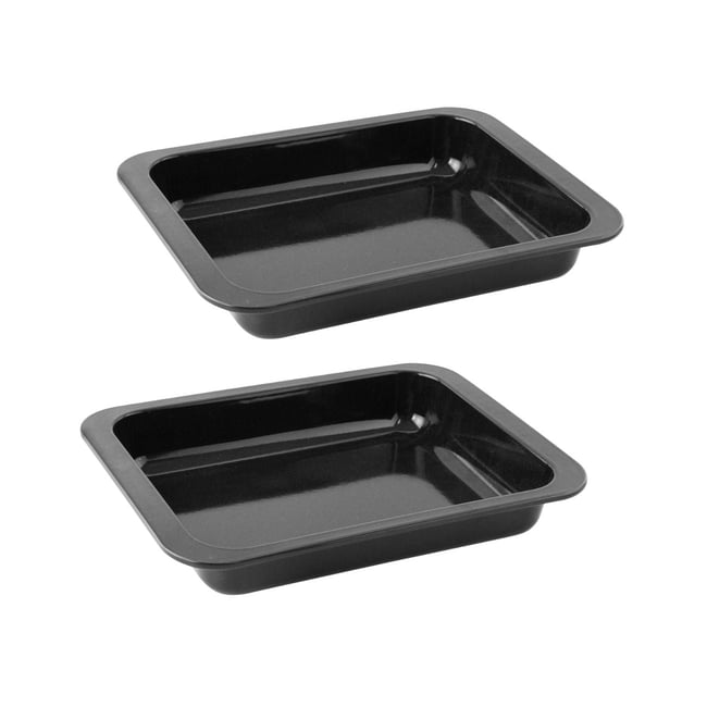 Lot de 2 plats four 33/33 cm émaillé SPECIAL COOKING noir <span itemprop=