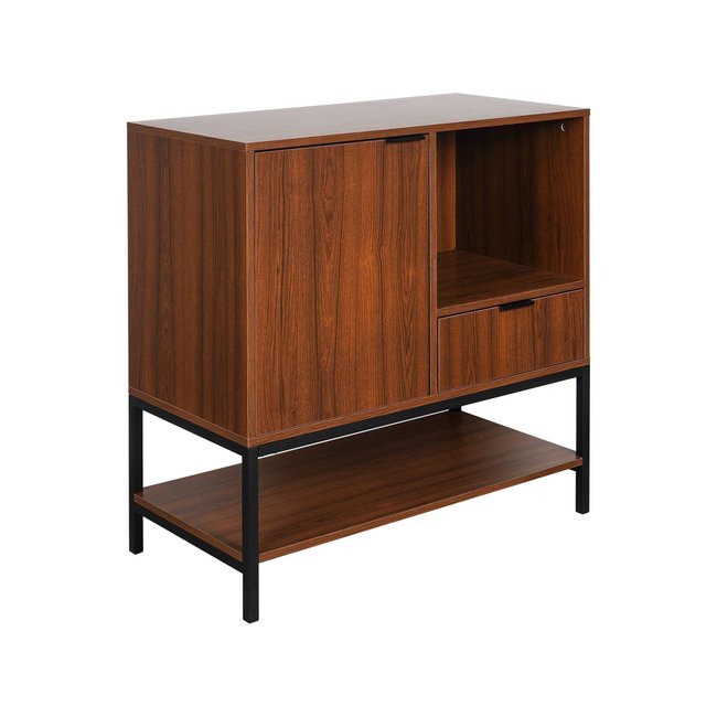 Buffet décor bois de noyer 1 porte 80cm WALNUT Couleur noyer <span itemprop=