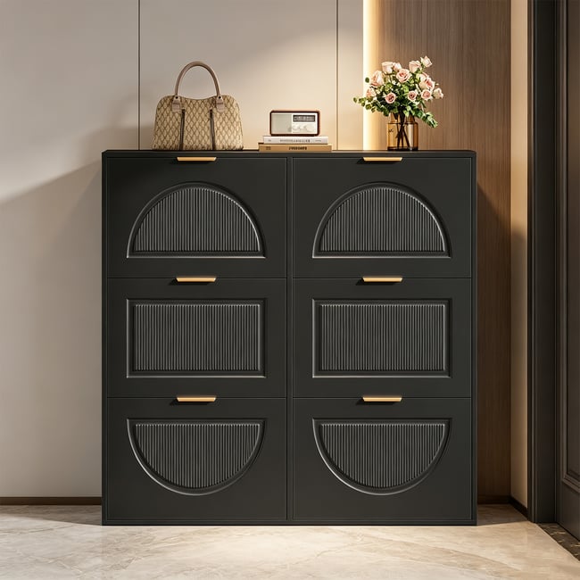 Meuble à chaussures 6 portes ,JORDIN-A Couleur noir <span itemprop=