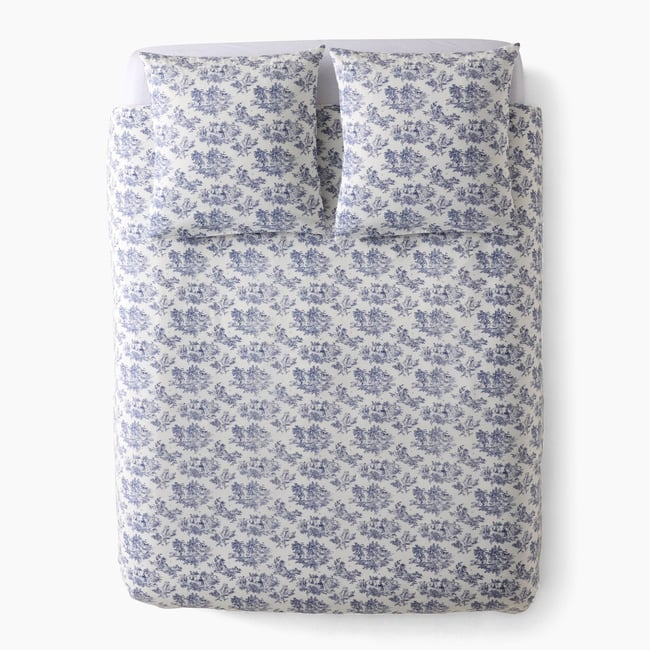 Housse de couette imprimée, 100% coton bio GOTS ombre bleue <span itemprop=