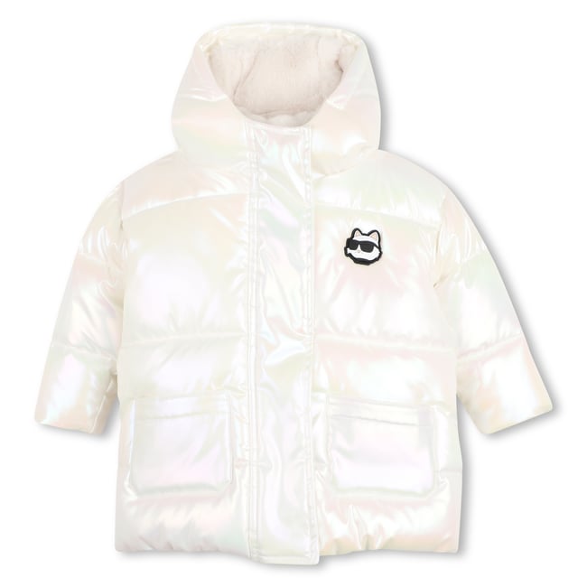 Doudoune à capuche blanc/irise <span itemprop=