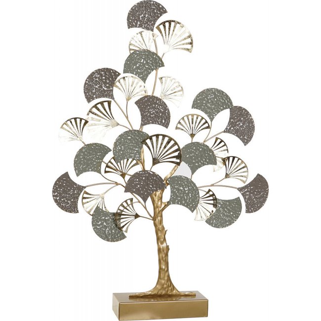 Sculpture murale en métal, arbre décoratif Couleur doré avec reflets multicoles <span itemprop=