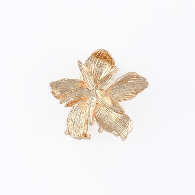Pince à cheveux fleur dorée doré <span itemprop=