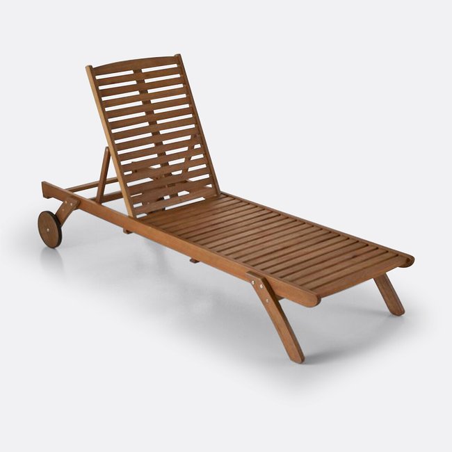 Bain de soleil, chaise longue, eucalyptus, Garden bois clair eucalyptus <span itemprop=