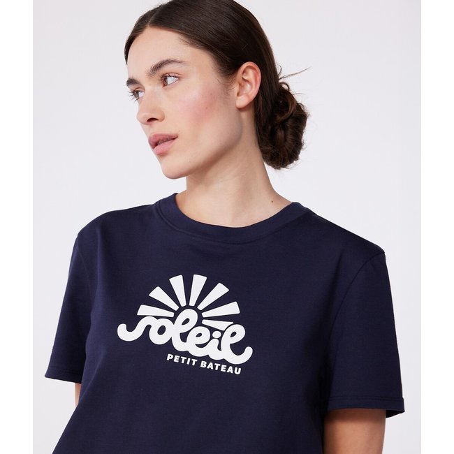 Camiseta de algodón estampada Le Droit azul marino <span itemprop=