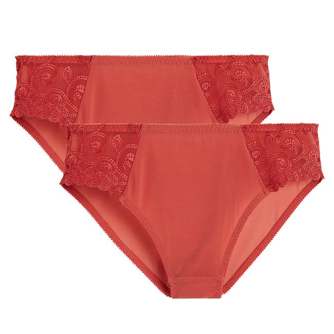 Lot de 2 Slips en tulle uni et tulle brodé Lyssa - ANNE WEYBURN