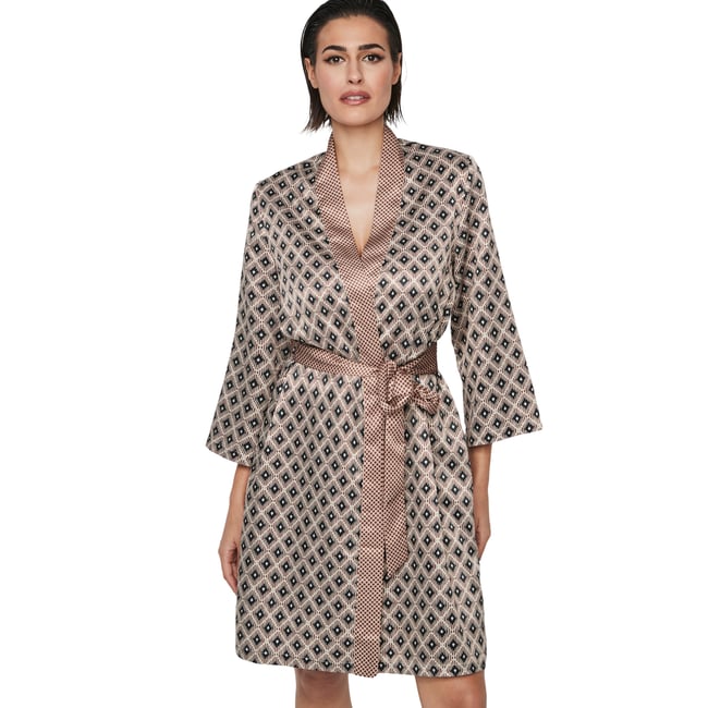 Déshabillé kimono P116 SATIN SUBLIME marron <span itemprop=