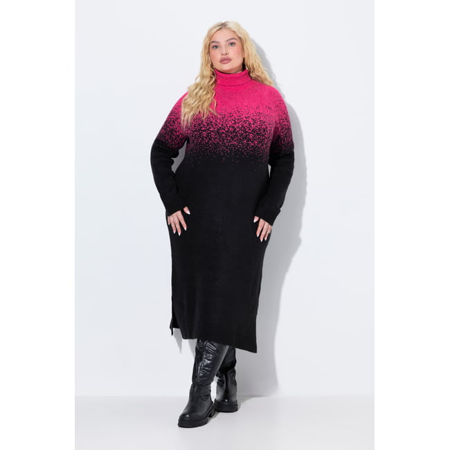 Robe midi en maille, dégradé de couleurs noir <span itemprop=