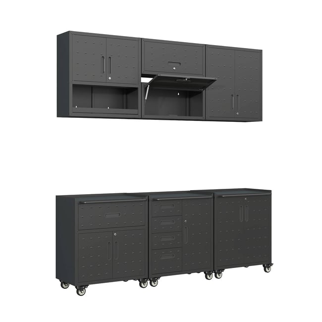 Meubles de rangement pour garage 6 modules acier BOBBY Couleur noir <span itemprop=