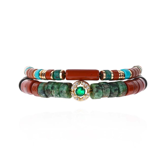 Bracelet ajustable avec perles TWEEKS terre <span itemprop=