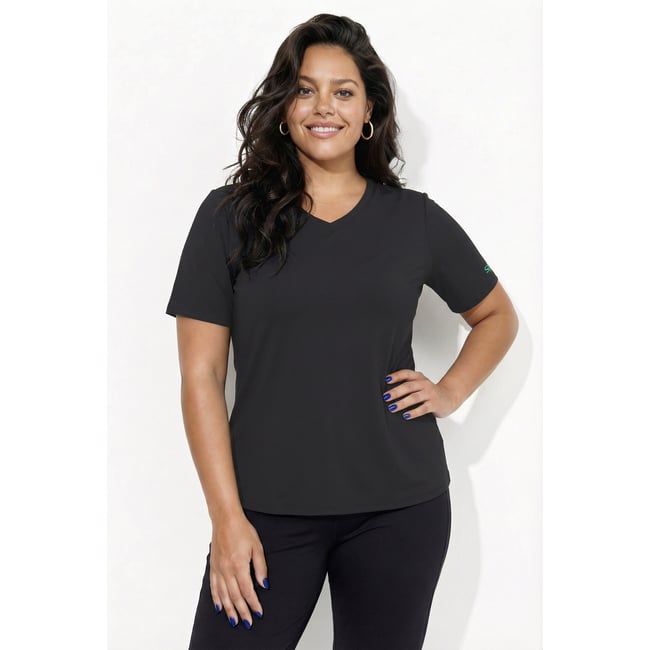 T-shirt technique, col en V, manches courtes - ULLA POPKEN