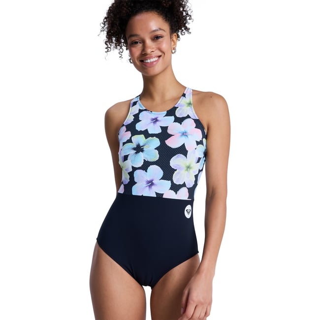Maillot de bain une pièce. noir anthracite im fleur real <span itemprop=