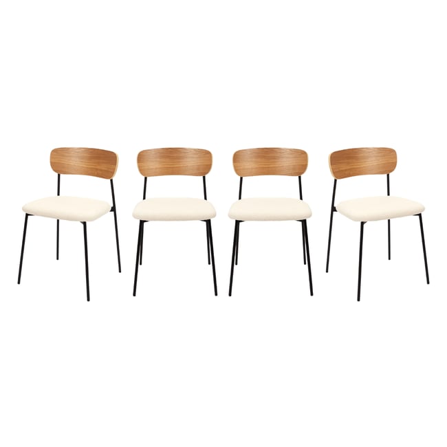 Lot de 4 Chaises en tissu écru LIVIO Couleur ecru <span itemprop=