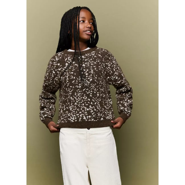 Pull-over en imprimé animal marron moyen <span itemprop=
