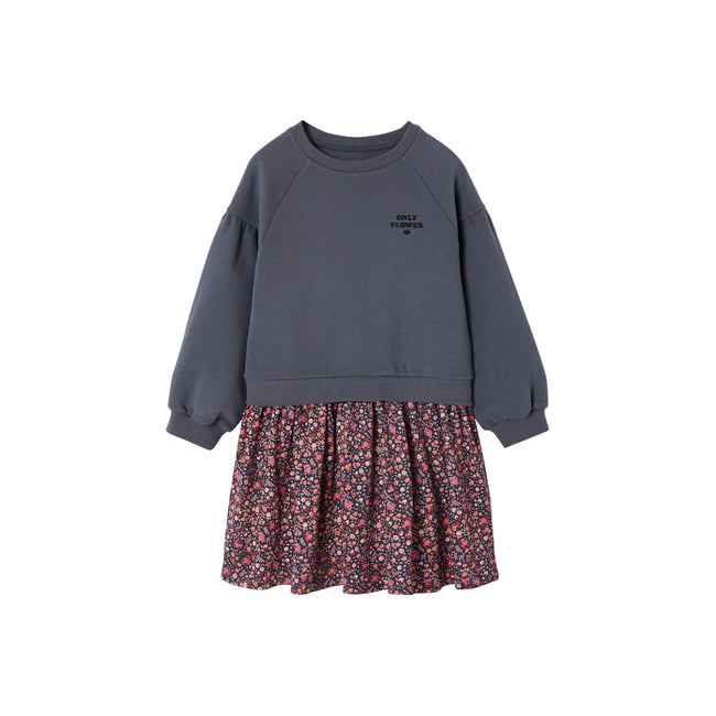 Robe bi-matière anthracite <span itemprop=