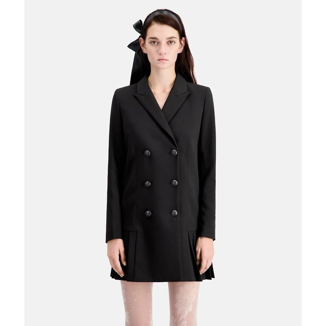 Buttoned Blazer Mini Dress with Tailored Collar, black, THE KOOPLES