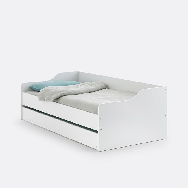 Lit banquette gigogne avec sommiers, Arrie Couleur blanc <span itemprop=