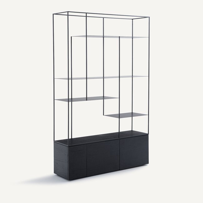 Librería de metal y MDF, Kanato negro <span itemprop=