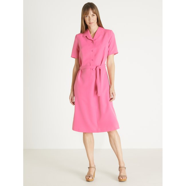 Robe col tailleur manches courtes rose <span itemprop=