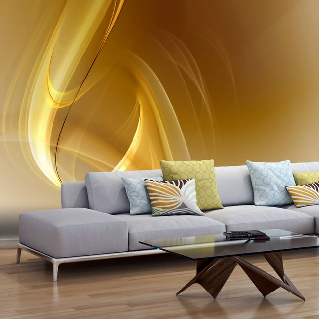Papier peint intissé panoramique Abstractions Gold fractal background Couleur blanc <span itemprop=