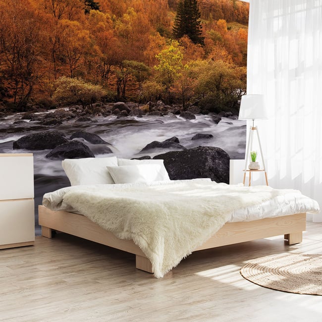 Papier peint rivière en automne Couleur intissé <span itemprop=