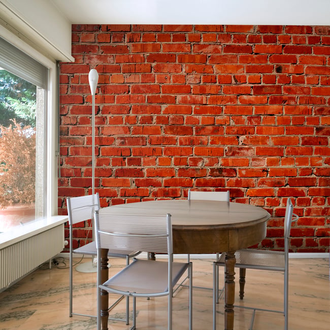 Papier peint intissé panoramique Brique Couleur rouge <span itemprop=
