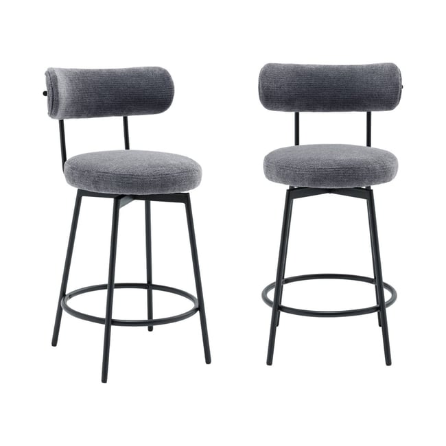 Tabouret de bar assise rotative métal et tissu 66cm (lot de 2) IRIS - SWEEEK