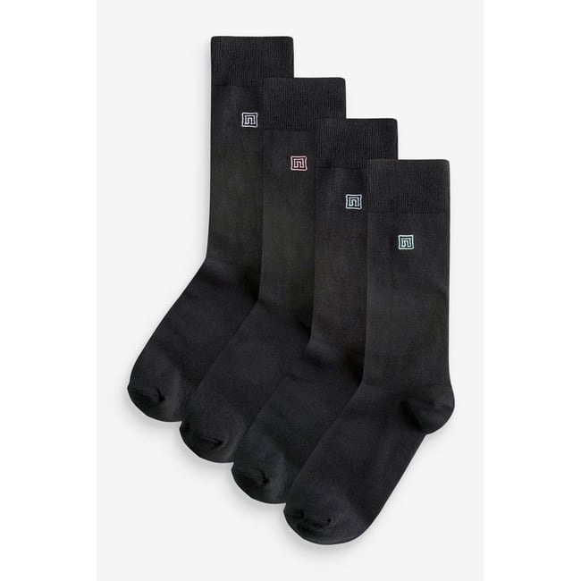 Lot De 4 Paires De Chaussettes Classiques 100% Coton - Pointure 39/42 - Noir - Neuf Avec Étiquettes